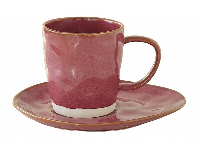 Чашка с блюдцем (тёмно-малиновый) Interiors Easy Life 250 мл