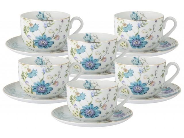 Чайный набор: 6 чашек+ 6 блюдец Лазурь 0,25 л