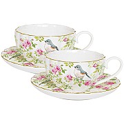 Набор: 2 чашки + 2 блюдца для кофе Птицы в саду Easy Life