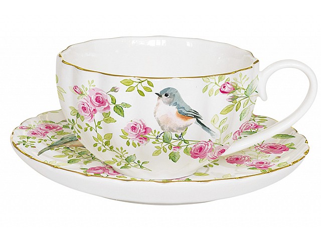 Чашка с блюдцем Птицы в саду Easy Life (R2S)