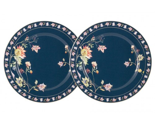 Набор 2 закусочные тарелки Флора (синяя) Anna Lafarg Primavera 20 см