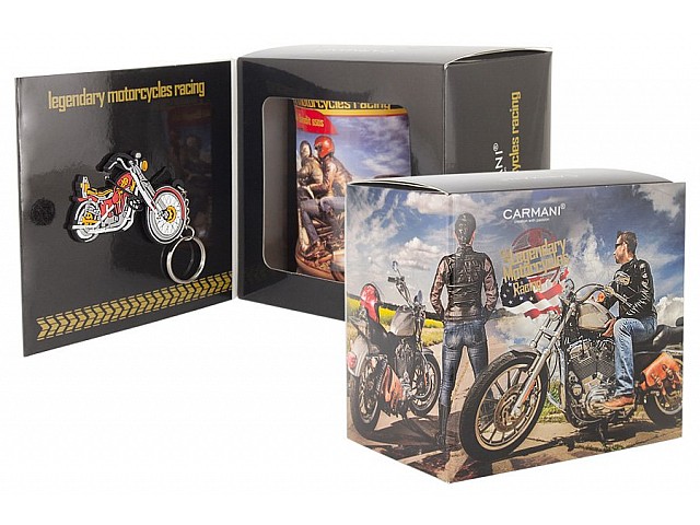 Кружка с брелоком Мотоцикл Харлей - Дэвидсон Спортстер 883, девушка Carmani 0,5 л