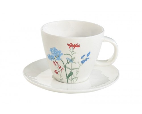 Чашка с блюдцем Луговые цветы голубые Easy Life 0,25 л