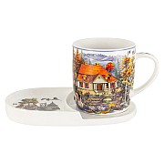 Кружка с блюдцем-подносом Дом у пруда Carmani 0,4 л
