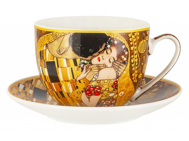 Чашка с блюдцем Поцелуй (Густав Климт) Carmani 0,26 л