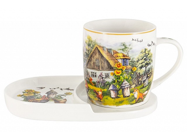 Кружка с блюдцем-подносом Ферма Carmani 0,4 л