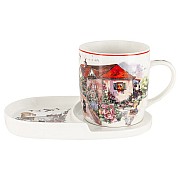 Кружка с блюдцем-подносом Красный коттедж Carmani 0,4 л