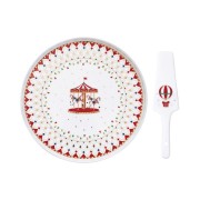 Блюдо для торта с лопаткой Рождественская карусель Easy Life 32 см