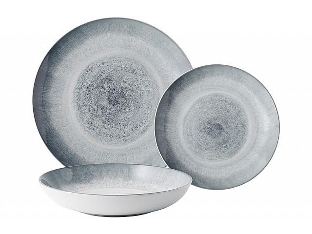 Сервиз обеденный Vulcano Спираль на 4 персоны 12 предметов серо-голубой