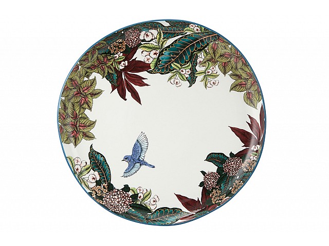 Блюдо Цветы и птица Reminisce 36 см круглое белое