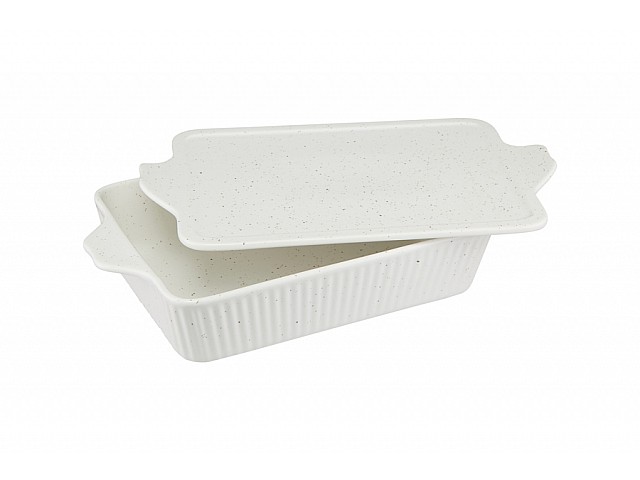 Форма для запекания Speckle 28х20 см с крышкой прямоугольная молочная