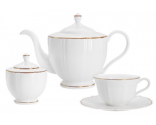 Сервиз чайный Lotus gold на 6 персон 14 предметов белый