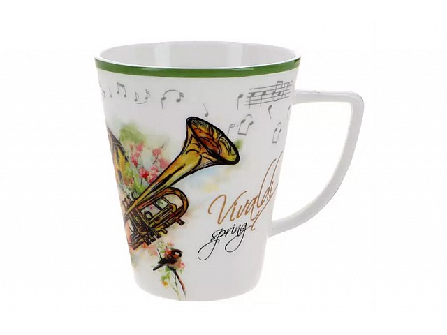 Кружка Весна A. Vivaldi 380 мл белая с зеленым кантом