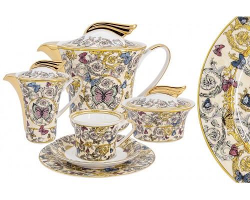 Чайный сервиз Бабочки Royal Crown на 6 персон 21 предмет