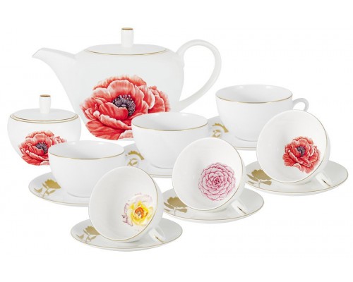 Сервиз чайный Flowers Мак Anna Lafarg Emily на 6 персон 14 предметов