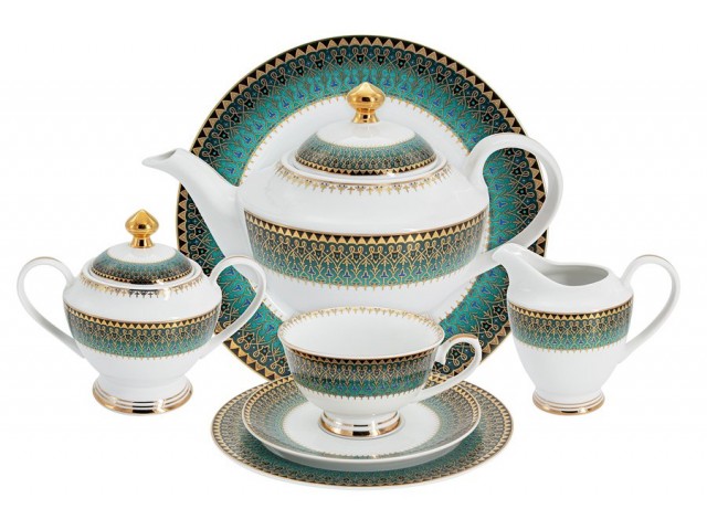 Чайный сервиз Бухара зелёный Midori на 12 персон 42 предмета