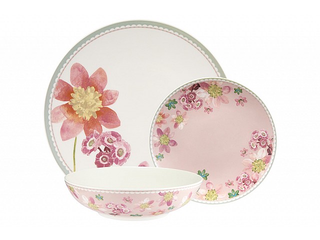Обеденный набор Primula, розовый, 4 персоны, 12 предметов