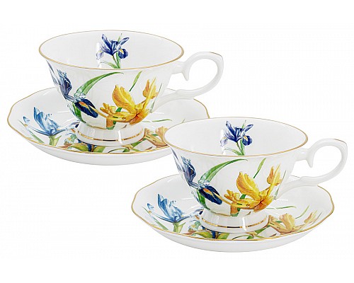 Набор чашек с блюдцами Ирисы 0,18 л, 2 шт