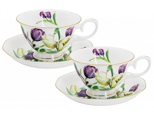 Набор чашек с блюдцами Тюльпаны 0,18 л, 2 шт