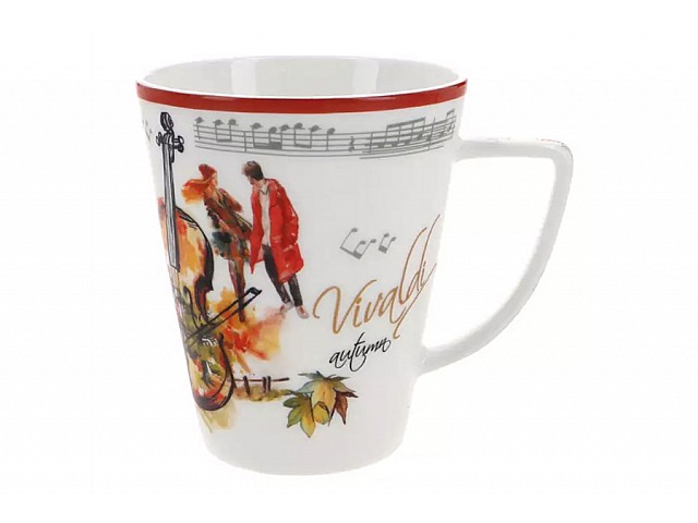 Кружка Осень A. Vivaldi 380 мл белая с красным кантом