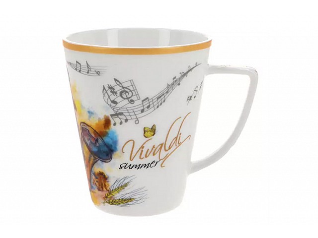 Кружка Лето A. Vivaldi 380 мл белая с желтым кантом