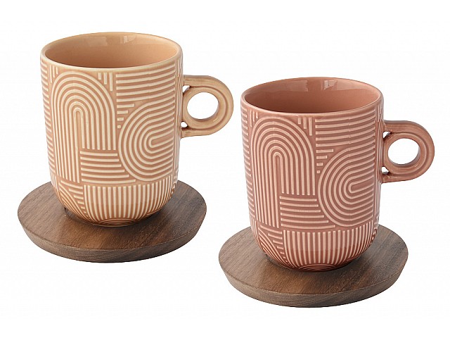 Набор из 2-х кружек Радуга бежевая и коричневая Easy Life 350 мл