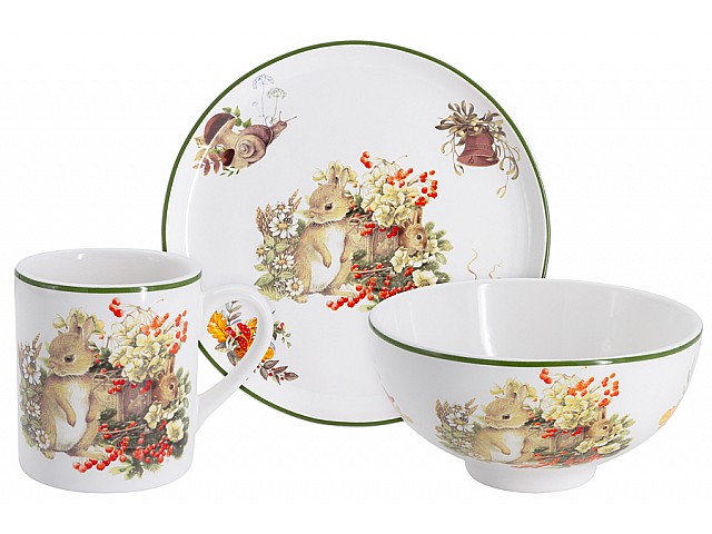 Детский набор посуды из 3-х предметов Зайчата Imari