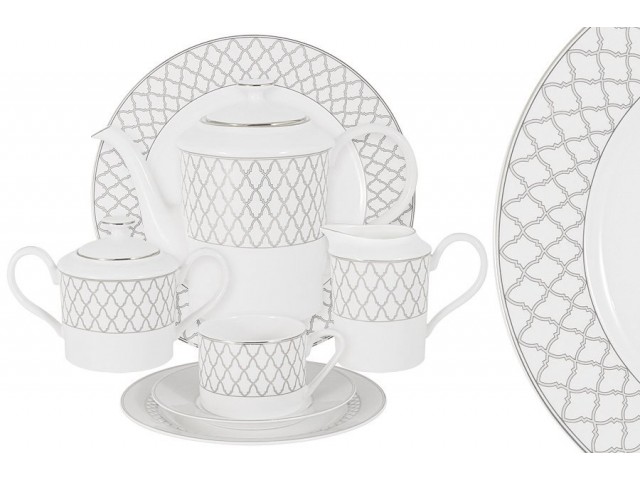 Чайный сервиз Виндзор (платиновая лента) Anna Lafarg Emily 12 персон 40 предметов