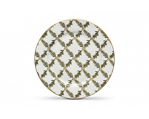 Тарелка закусочная 19 см Еловые ветви Rosita белая