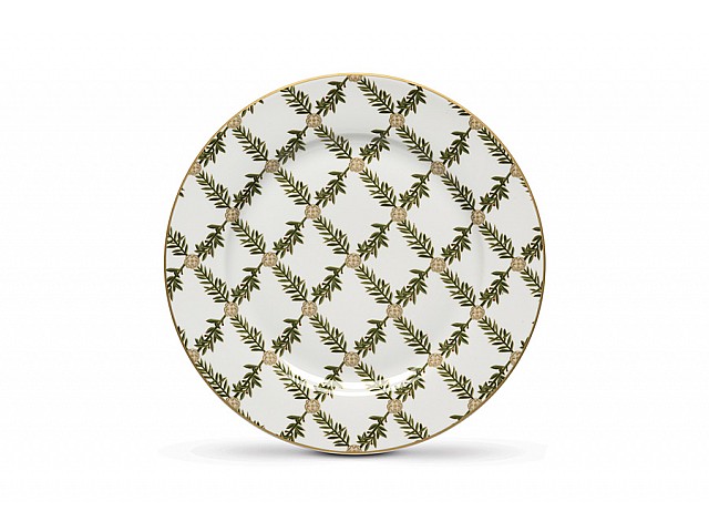 Тарелка закусочная 19 см Еловые ветви Rosita белая