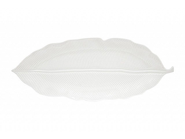 Блюдо-листок Мадагаскар белое 39 х 16 см