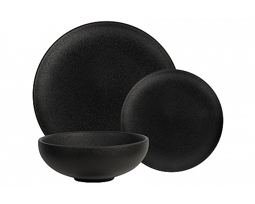 Сервиз обеденный Caviar Black на 4 персоны 12 предметов черный матовый