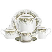 Сервиз чайный Virtus на 12 персон 40 предметов бело-зеленый матовый