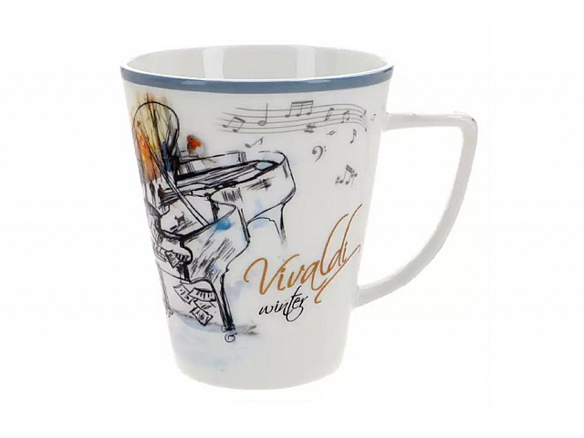 Кружка Зима A. Vivaldi 380 мл белая с голубым кантом