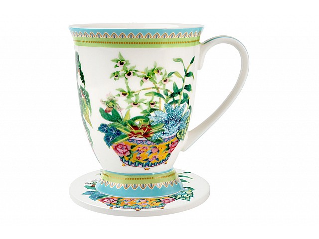 Кружка с подставкой Орхидея, 0,3 л