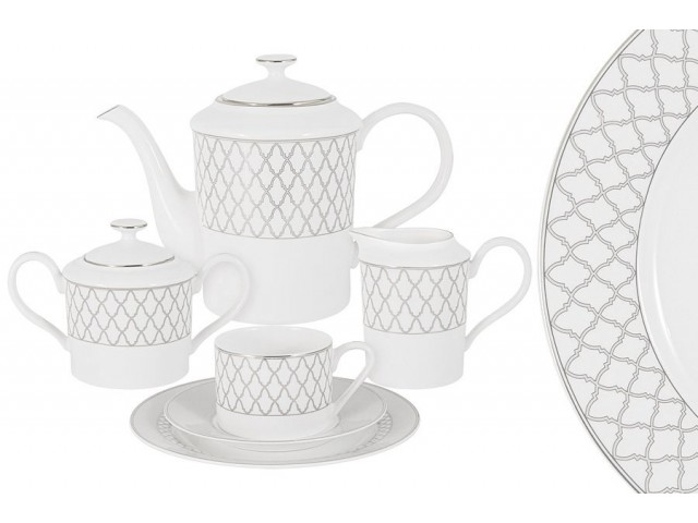 Чайный сервиз Виндзор (платиновая лента) Anna Lafarg Emily 6 персон 21 предмет