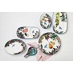 Блюдо Цветы и птица Reminisce 36 см круглое белое