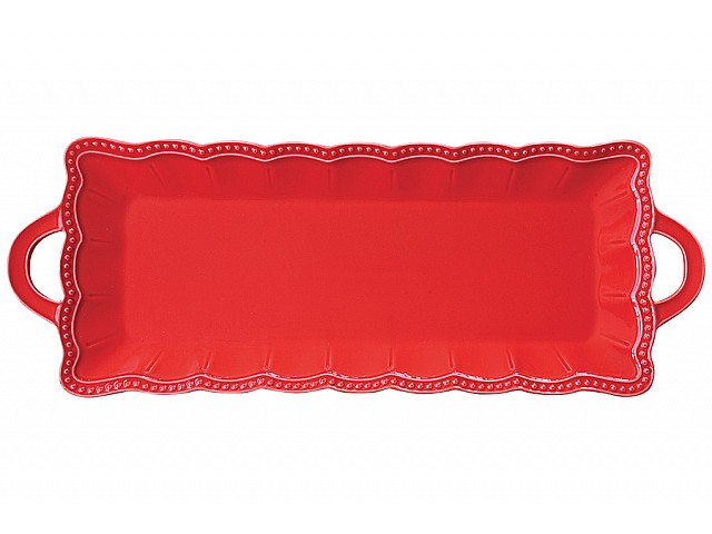 Блюдо прямоугольное с ручками Easy Life Elite красное 43х16 см