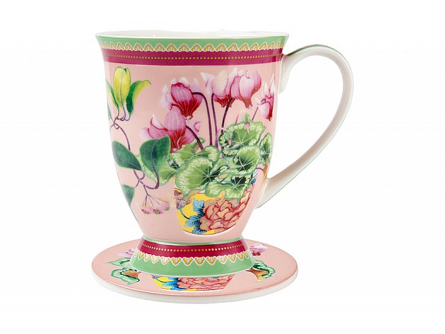 Кружка с подставкой Цикламен, 0,3 л