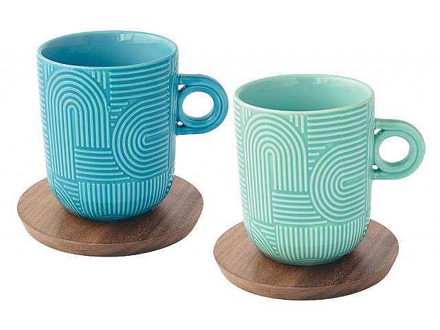 Набор из 2-х кружек Радуга мятная и морская волна Easy Life 350 мл