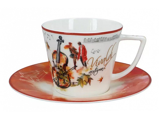 Пара чайная Осень A. Vivaldi 230 мл белая/красная