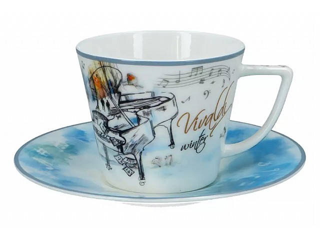 Пара чайная Зима A. Vivaldi 230 мл белая/голубая