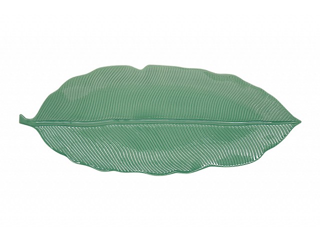 Блюдо-листок Мадагаскар светло-зеленое 39 х 16 см