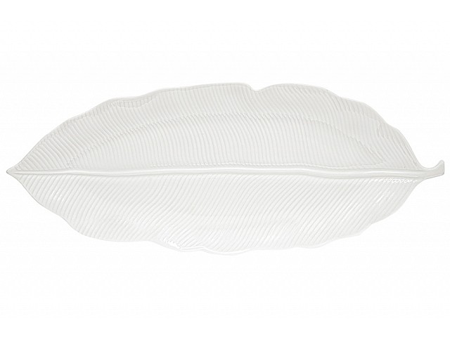 Блюдо-листок Мадагаскар белое 47 х 19 см