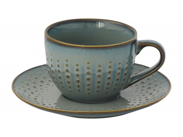 Чашка с блюдцем Drops Easy Life серая 0,25 л