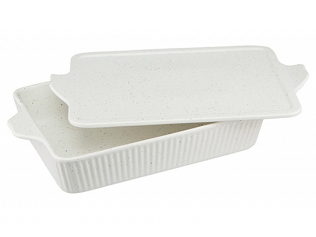 Форма для запекания Speckle 33х23 см с крышкой прямоугольная молочная