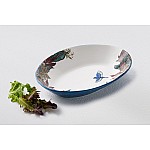 Салатник Цветы и птица Reminisce 32х23 см 1,5 л овальный синий