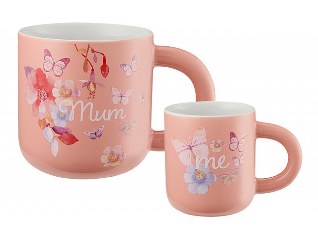 Кружка Цветы Camilla 2 шт 380 мл и 120 мл светло-оранжевая