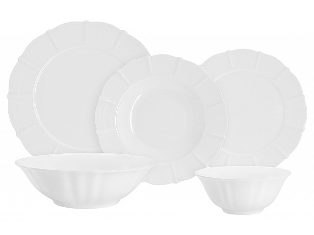 Сервиз обеденный Lotus white на 6 персон 21 предмет белый