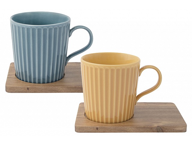 Набор из 2-х кружек Время отдыха синяя и жёлтая Easy Life 380 мл